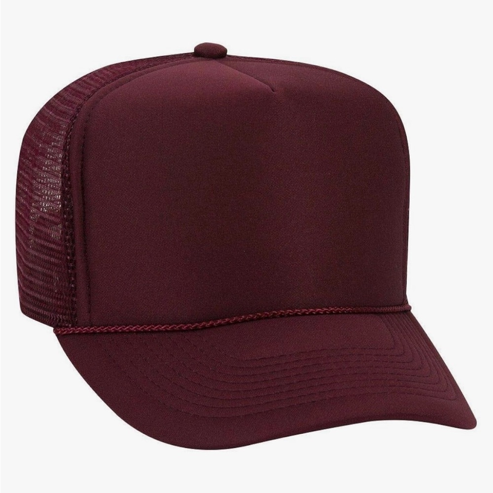 Burgundy Foam 5 Panel Trucker Hat Cap 🧢